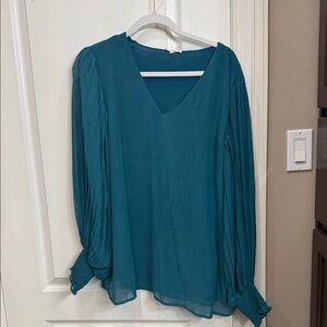 Teal V-Neck Women's Top